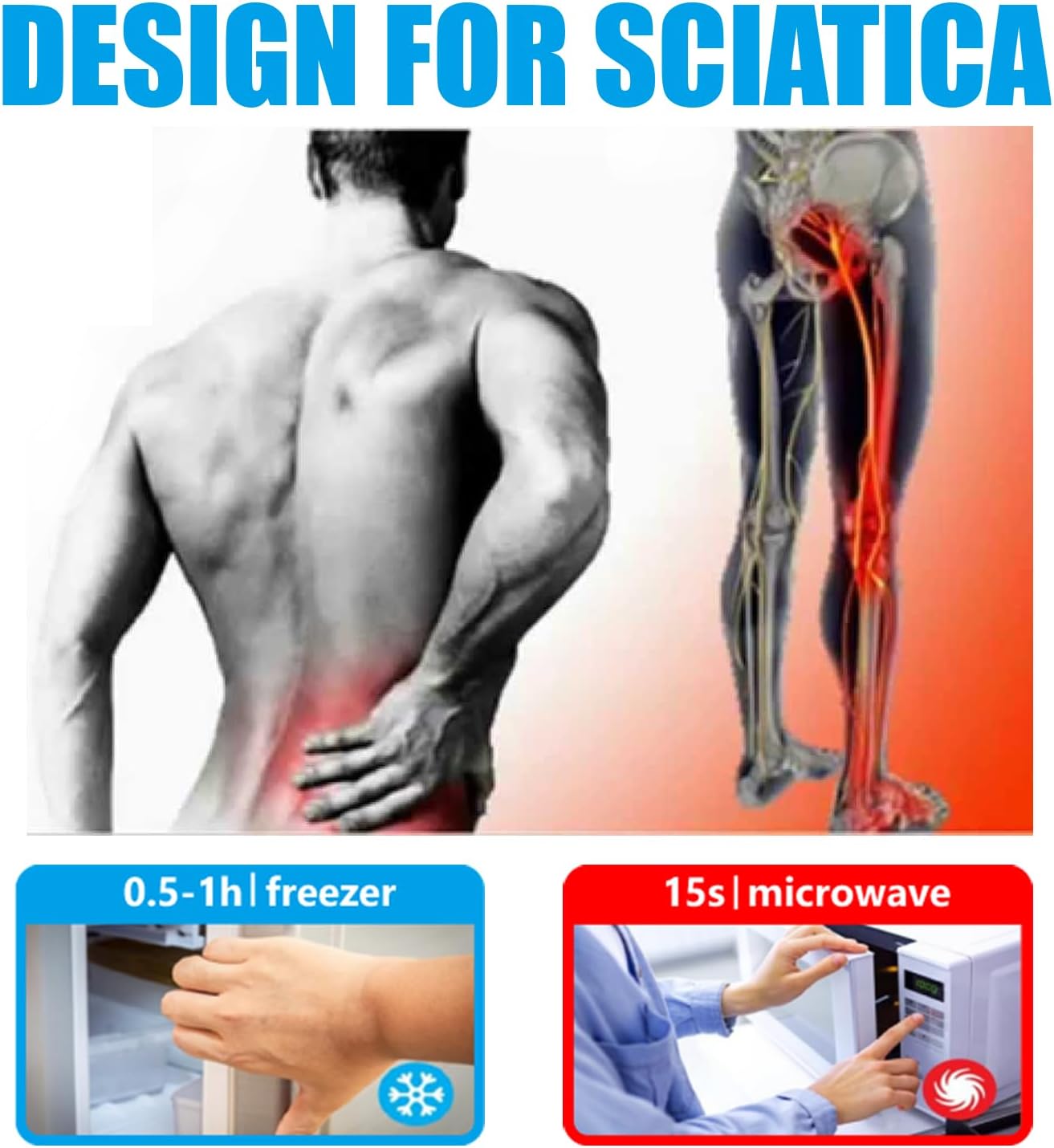 Hot & Cold Therapy Sciatica Pain Relief Pillow, Ice Massage & Heating Strecthing - Lumbar Support Pillow Immediate Relief for Back Hip Leg & Knee, Smooth Skin Touch - Ultra Soft - 100% Natural